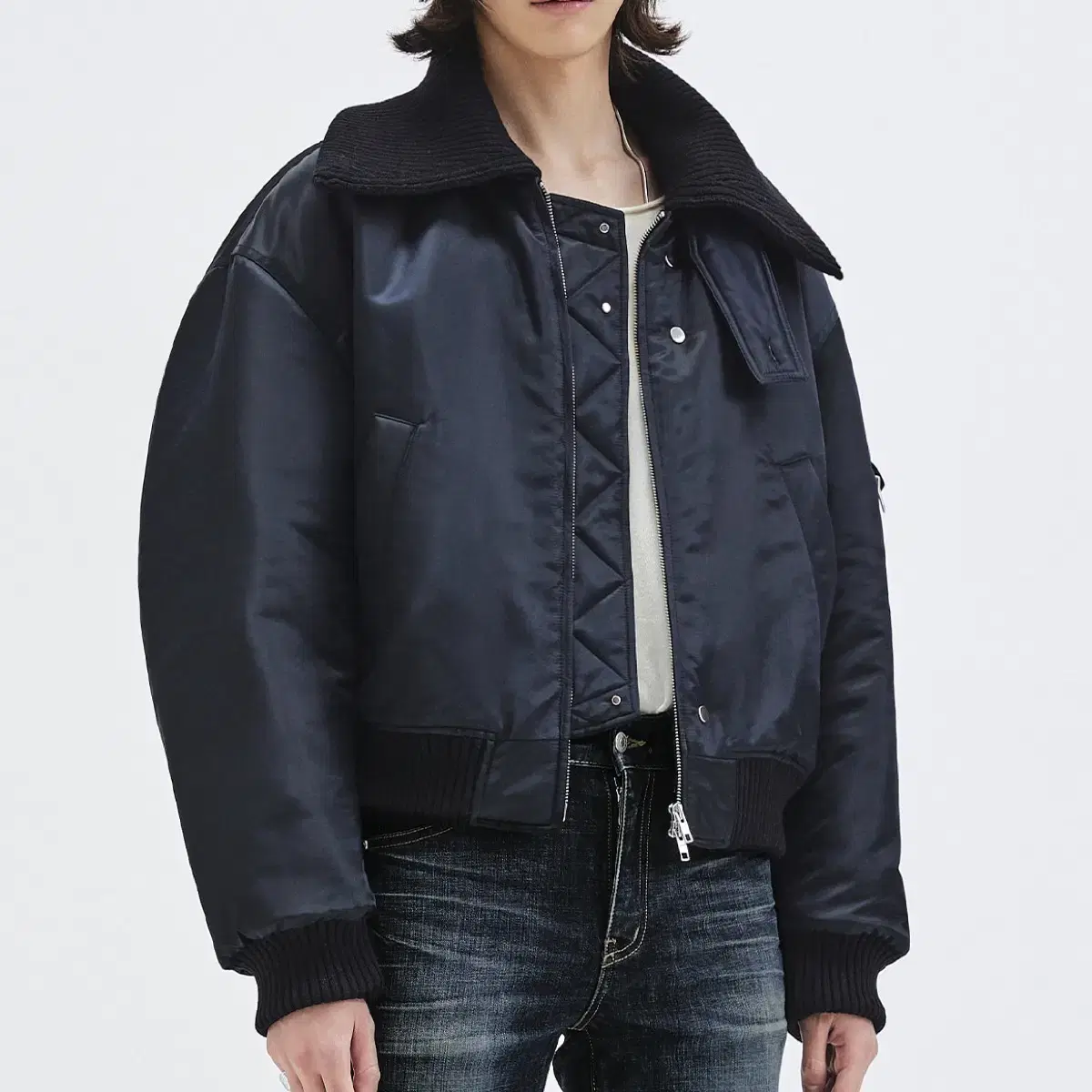 Limited edition Elmood knit combine pilot cropped bomber bloomers bloomers mayon zip-up jacket jumper