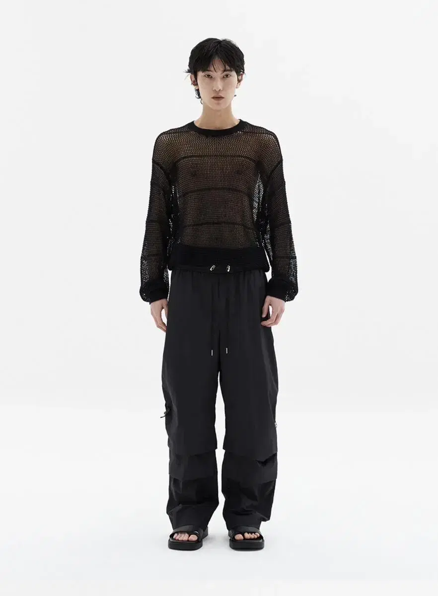 Remade Shirred String Parachute Trousers Black 3