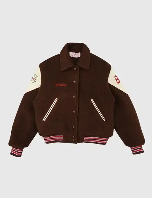 프레클 boucle varsity jacket in brown