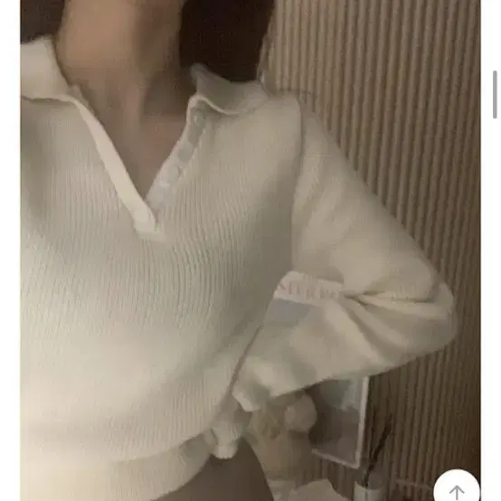 반택포) 소녀레시피 브이넥 카라 버튼 울니트 아이보리