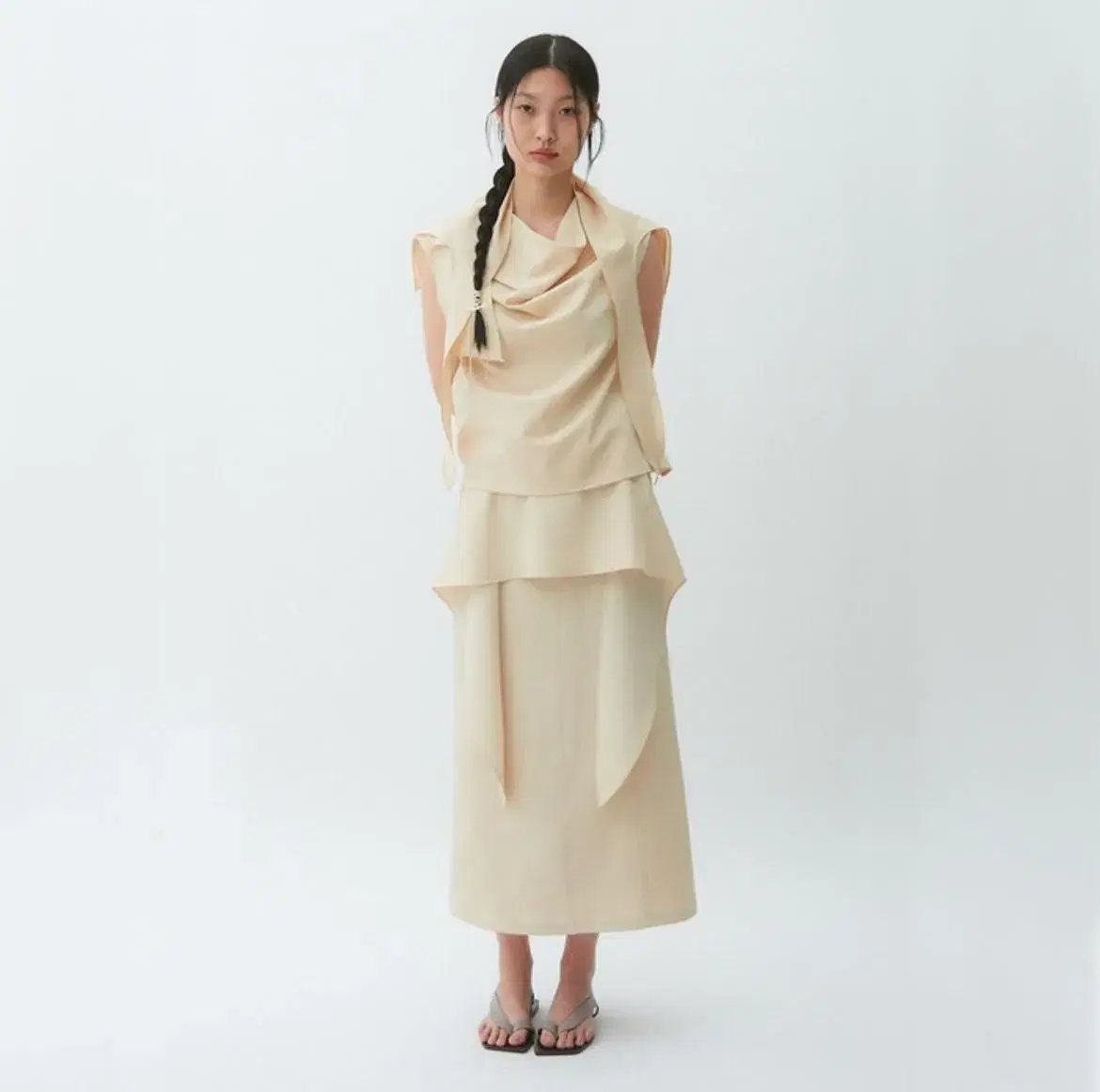 오스더 Draping long skirt yellow