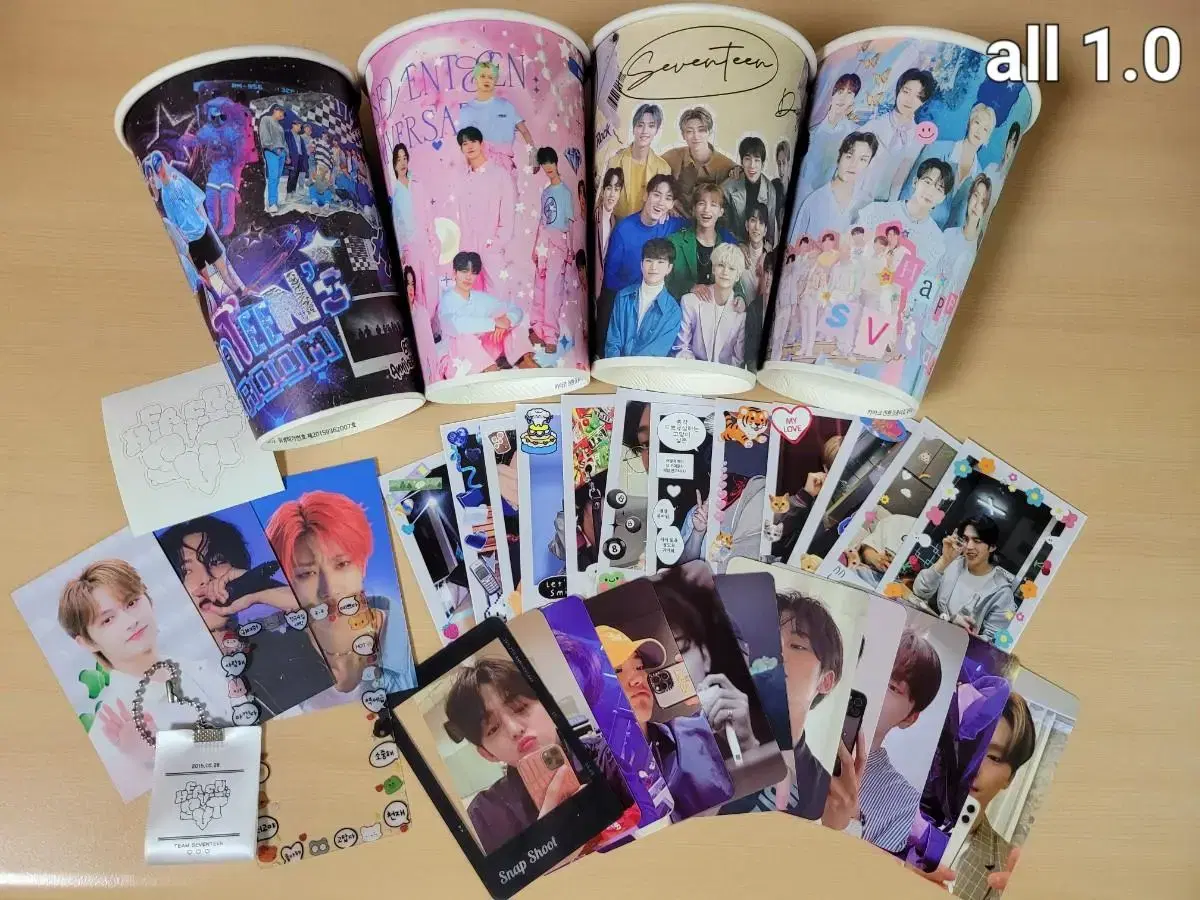 Seventeen's debut birthdayCafe Sanka photocard paper cups pre-order benefit bulk wts