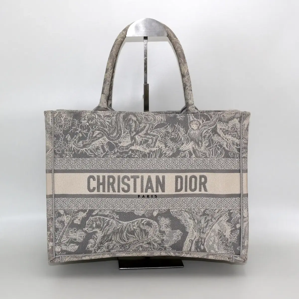 Dior Book Tote Bag Medium Gray Tweed Zuu