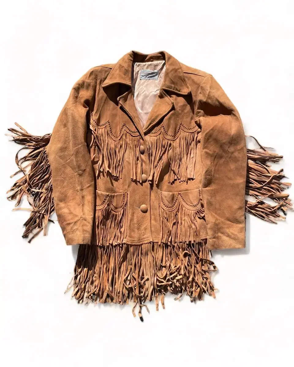 60s pioneer wear hippie fringe jacket