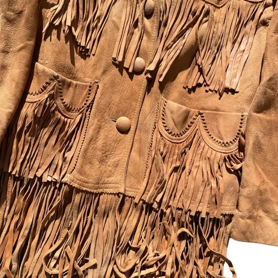 60s pioneer wear hippie fringe jacket