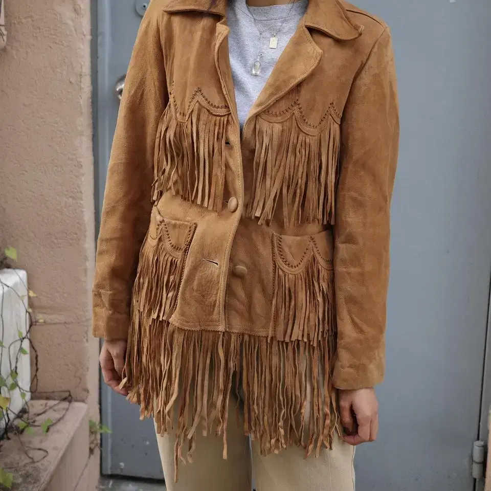 60s pioneer wear hippie fringe jacket