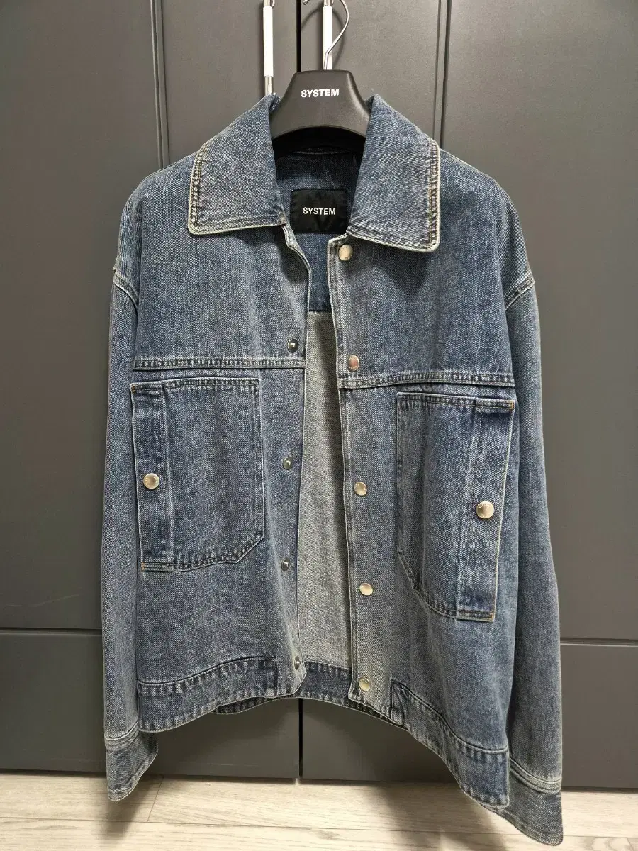 System Homme Washed Denim Jacket Size 100