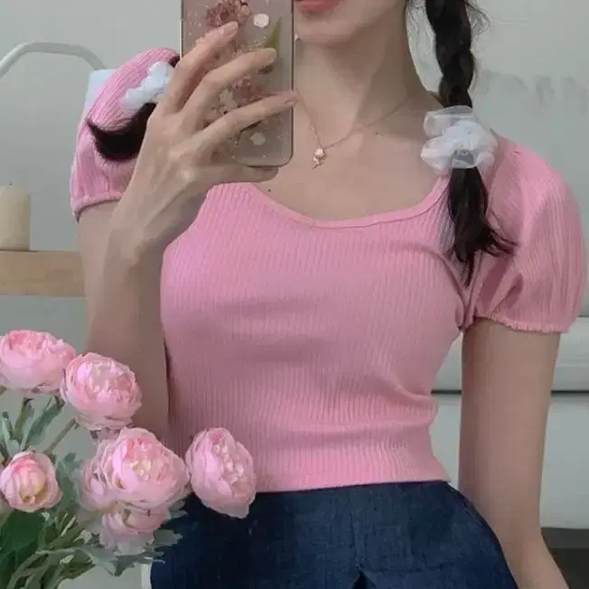 Abby Femme Mews Square Neck Puff Ribbed Vahn Tee