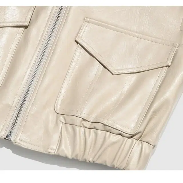 앤유 Leather crop jacket (Light beige)