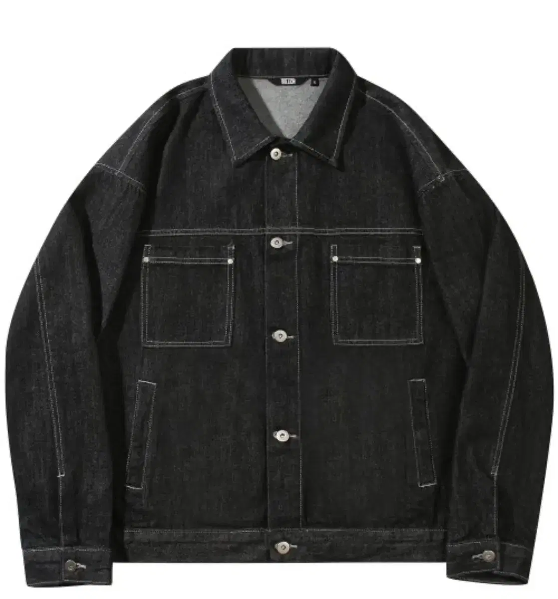 Washed Stitched Denim Jacket Black L(택안뜯)