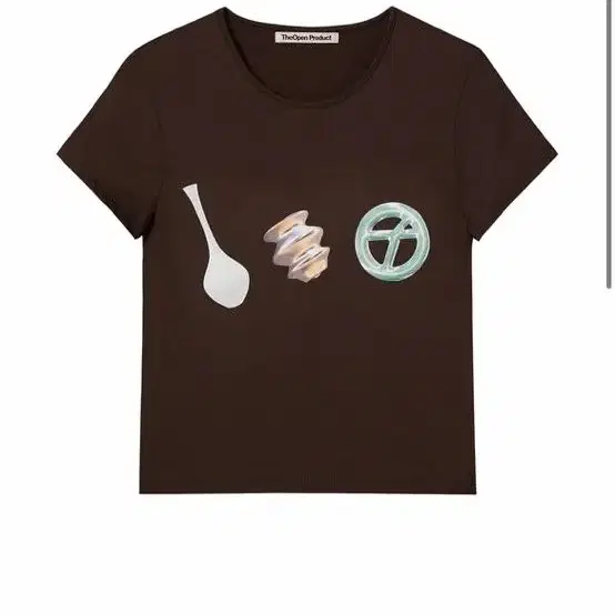 오픈와이와이 collector baby tee - brown