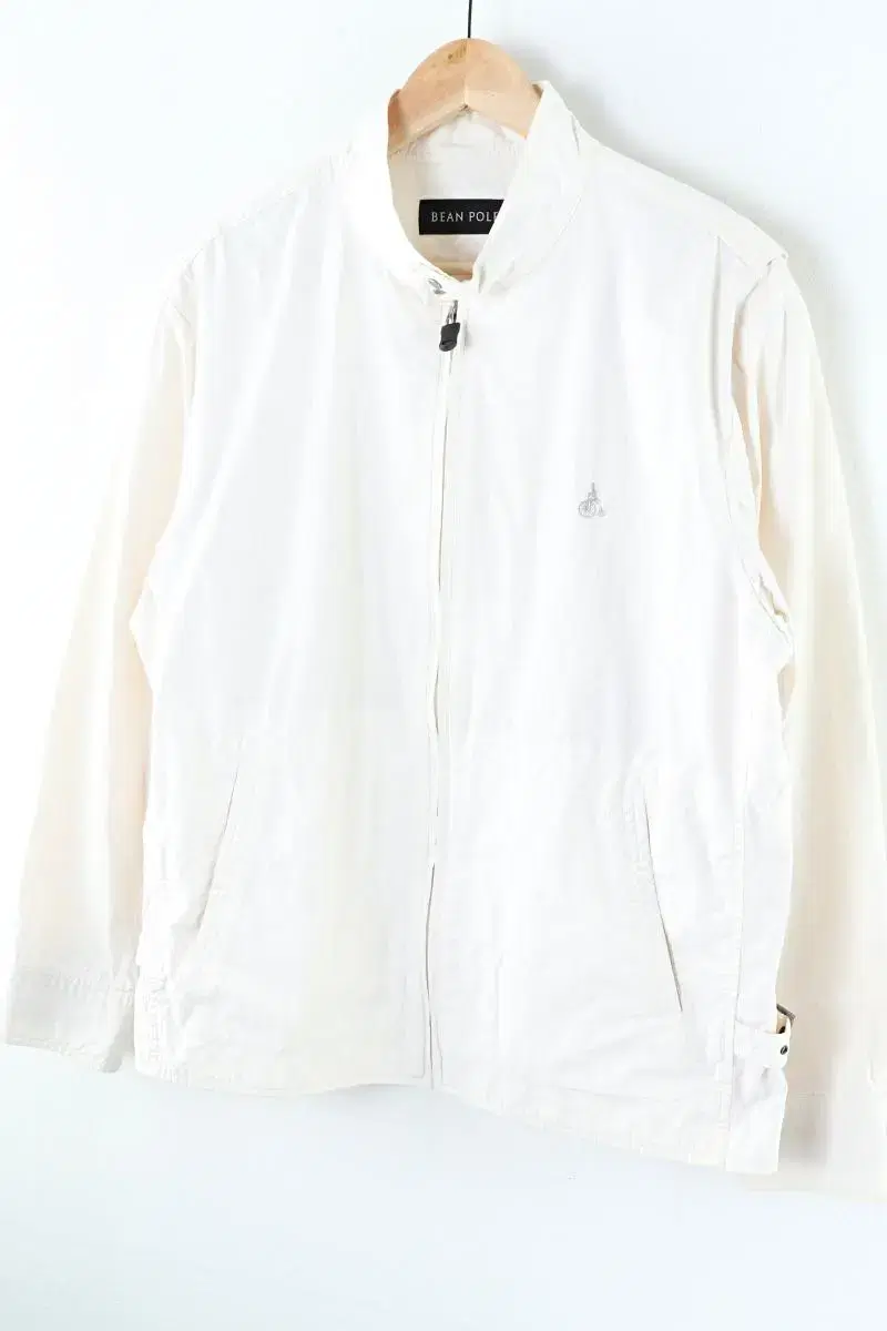 (L) Bean Pole Zip-up Windbreaker Jacket Old School White Iob Vintage