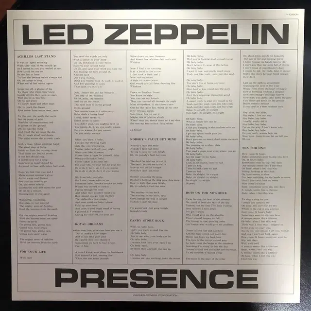 Led Zeppelin - Presence LP 1976년 일본발매