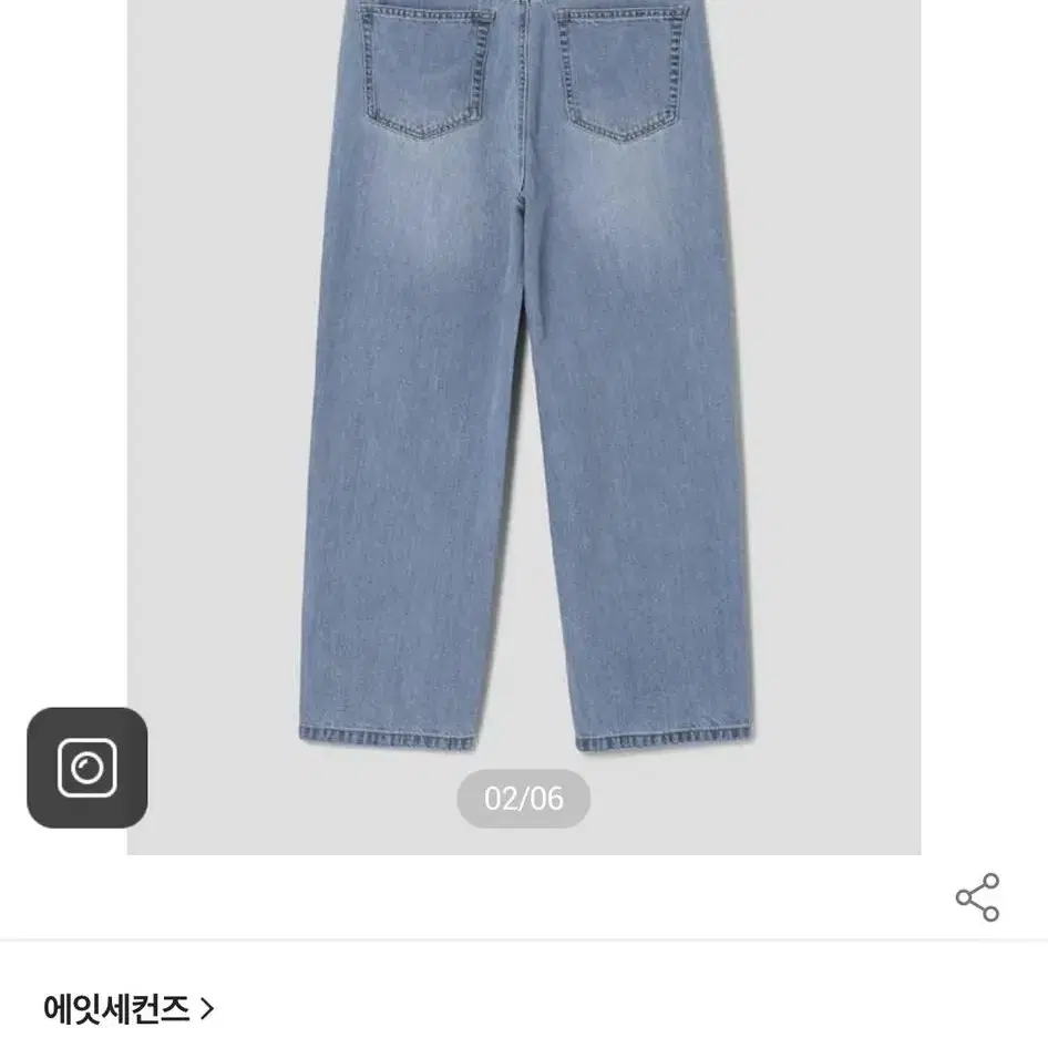 에잇세컨즈 워싱스트레이트 데님팬츠 블루70사이즈