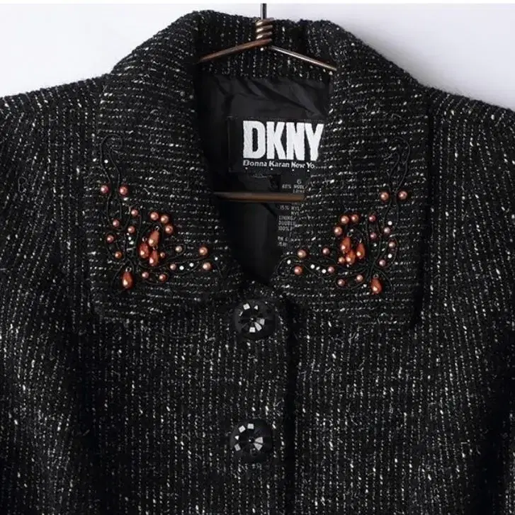 빈티지 자켓 DKNY 울 아우터 카라 긴팔 여성 의류 상의 코트 단추