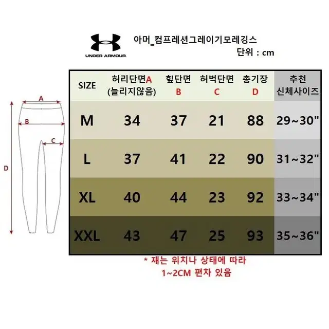 정품특가_언더아머_컴프레션 발열기모레깅스_검/그레이