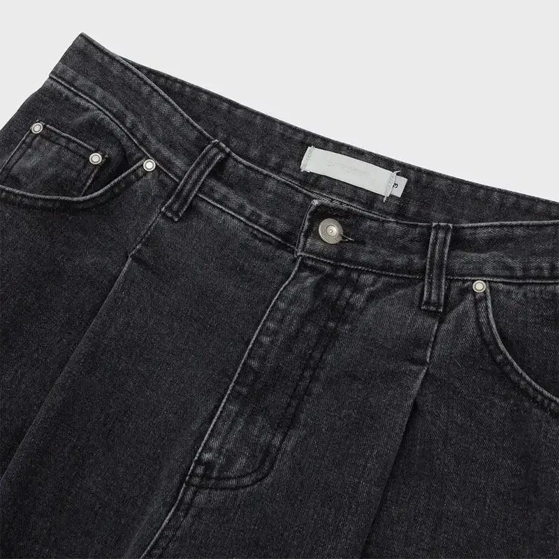 친 다운 chin down boy denim pleated