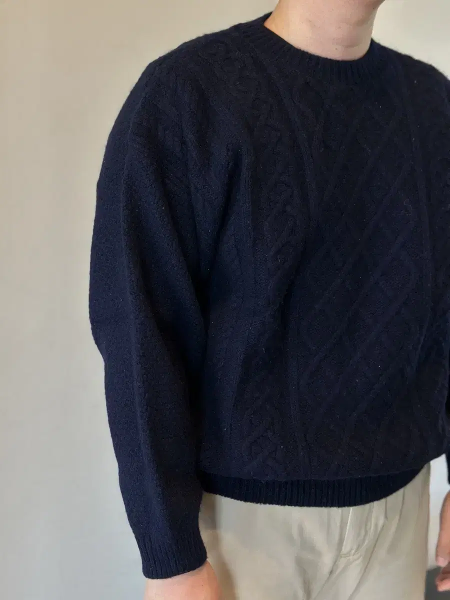 [L] The sweater shop Navy fisherman knit U.K made