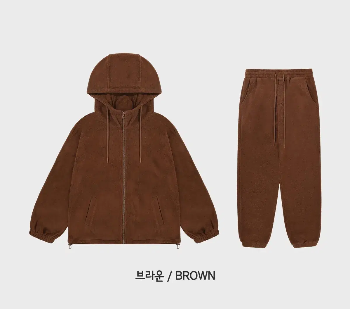 297.8K Polar Fleece Hooded Zip Up + Jogger Pant Set 5colors