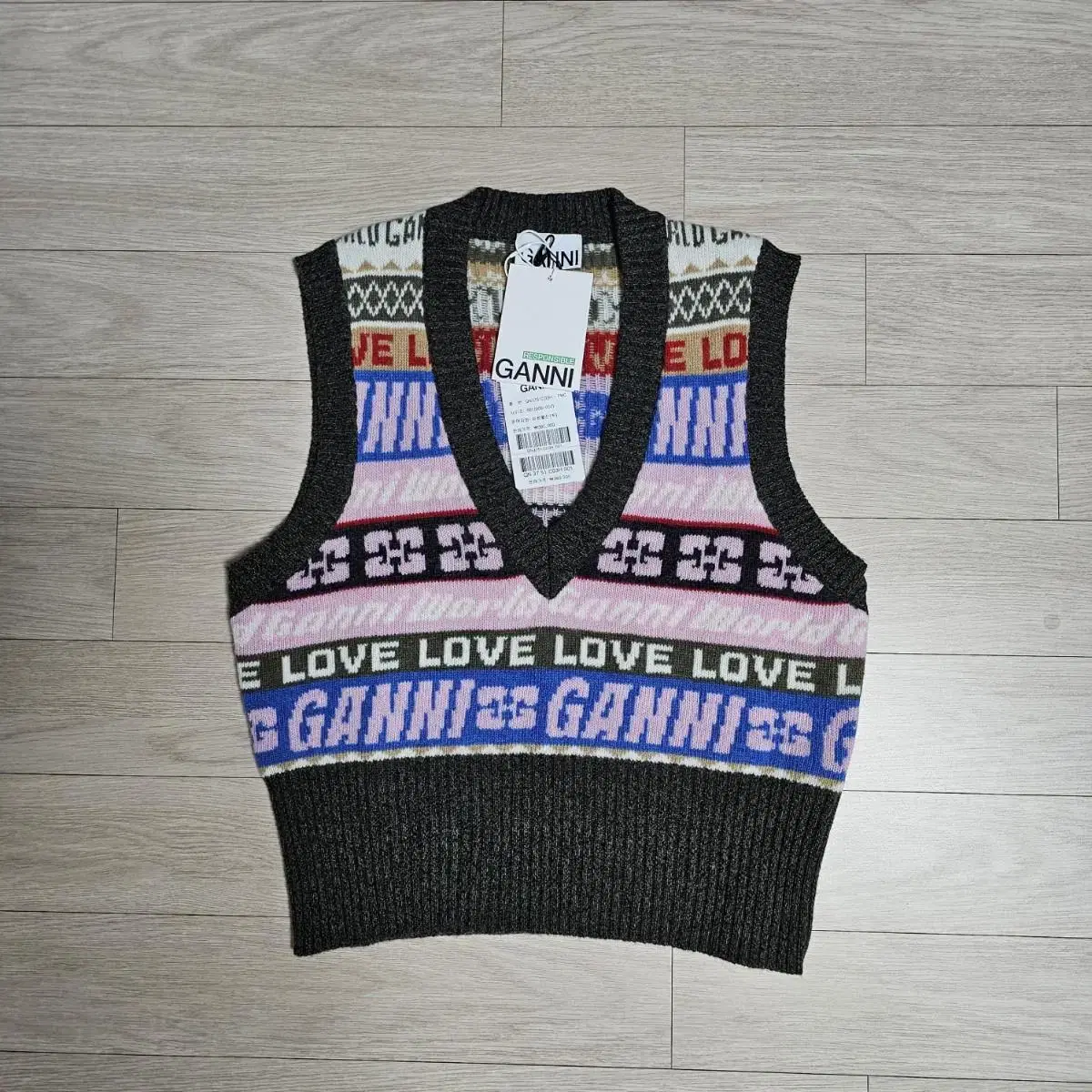 GANNI Graphic V-neck Vest - Multicolour