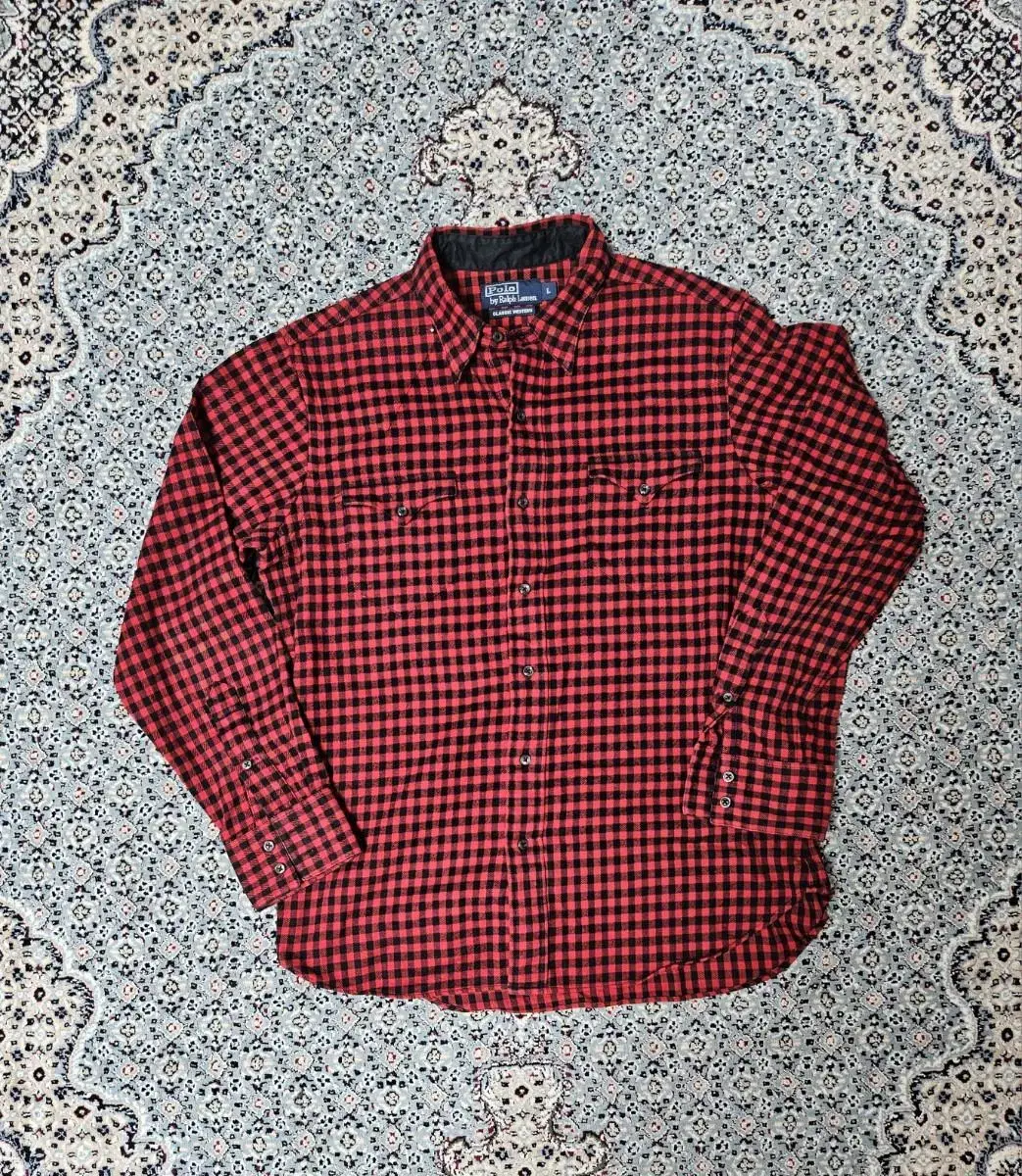 [Final Sale] Polo Buffalo Check Flannel Western Shirt L 102SizeFeel