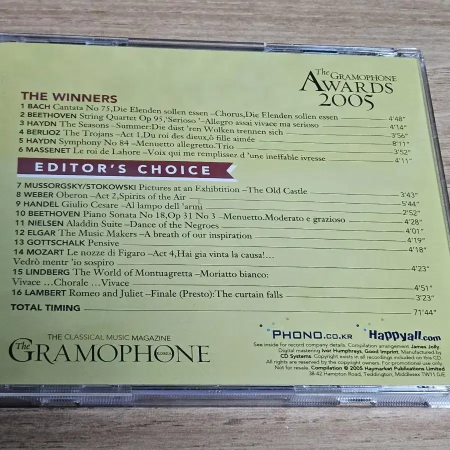 The Gramophone Editors Choice . October