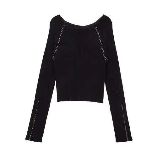 마뗑킴 RAGLAN STITCH KNIT TOP IN BLACK