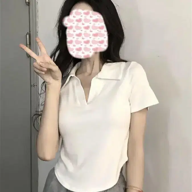 여리여리 카라 반팔티