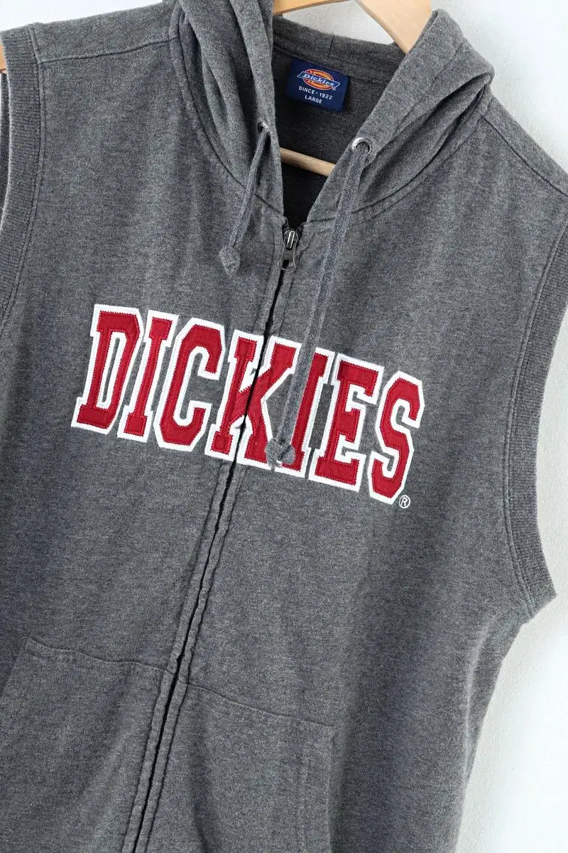 (L) DIKIZ Hooded Big Logo Vest Charcoal IOVintage