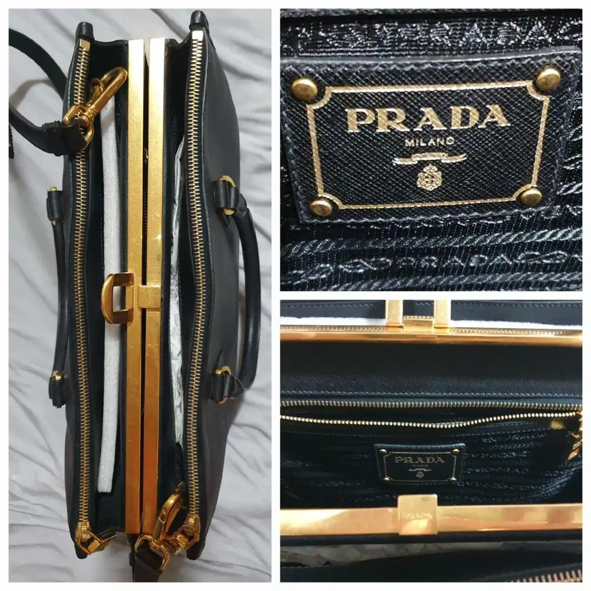 (남여공용)정품 PRADA 프라다 사피아노 럭스 토트 겸 숄더백