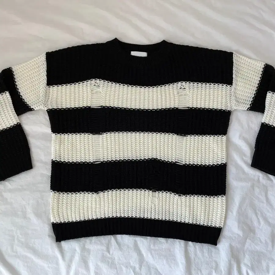 하몽마켓 니트 damage stripe knit