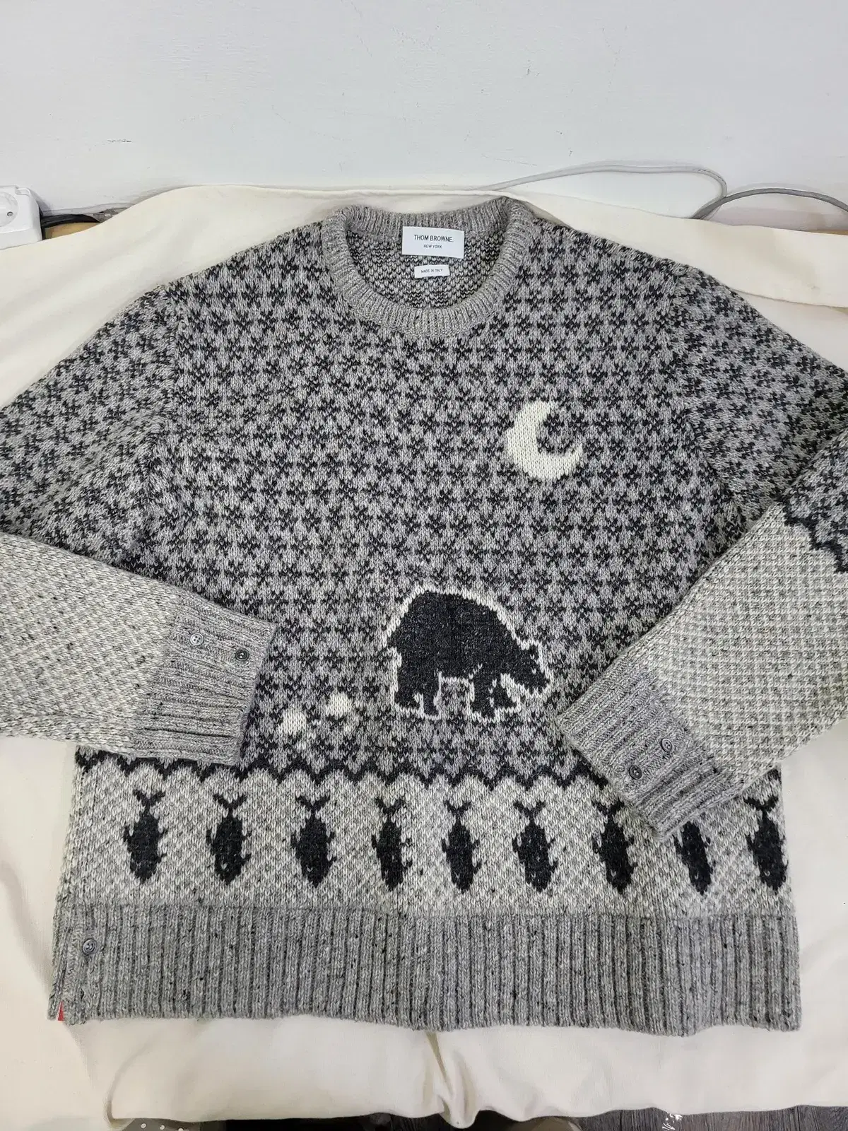 Thom Browne Mohair Bear Jacquard Knit Size 5