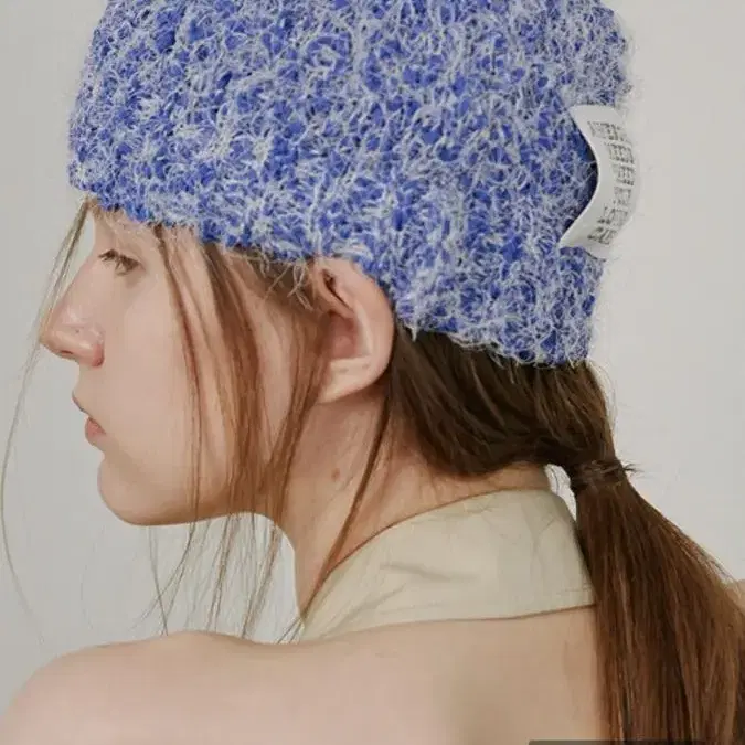 어썸니즈 비니 popcorn knit hat blue