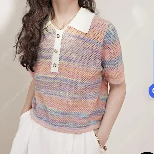 쿠오세 kuose Vibrant striped top, M, 새상품