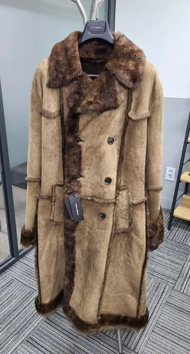 Dolce & Gabbana Long Shearling Mustang (Suede Shearling Coat)