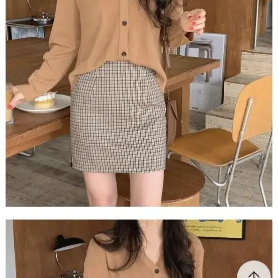 에이블리 프렌치오브 체크 패턴 가을 미니 스커트