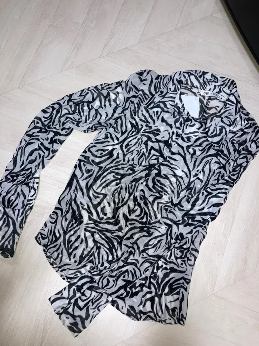 Zara chiffon zebra shirt