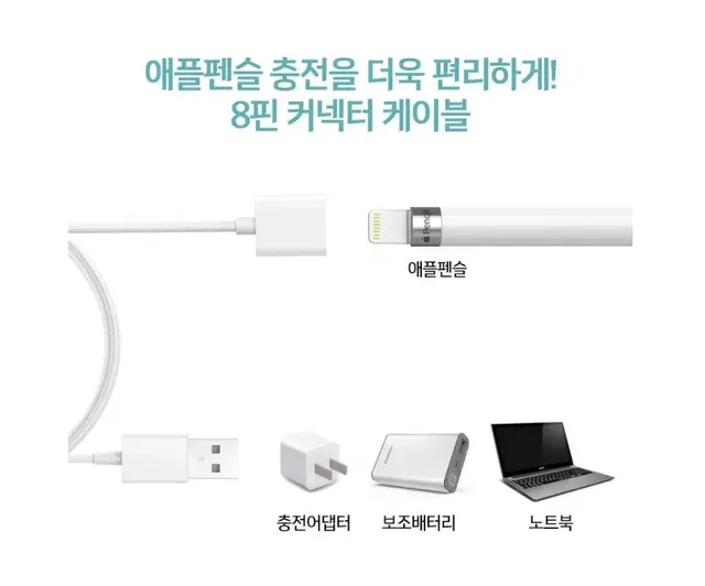 애플펜슬 1세대 충전전용 USB 8핀 케이블 100CM