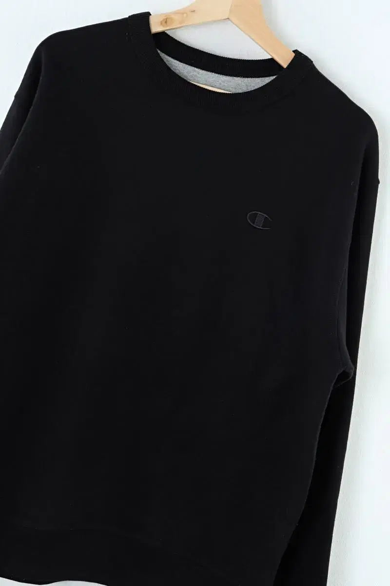 (XL) Champion Man-to-Man T-Shirt Plain Solid Black