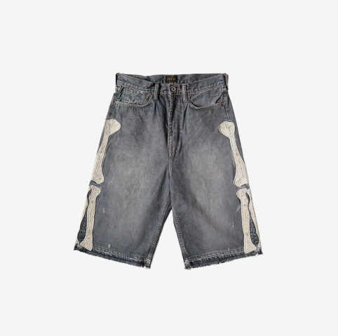 [36] Capital Bonded Denim Shorts Black Blue