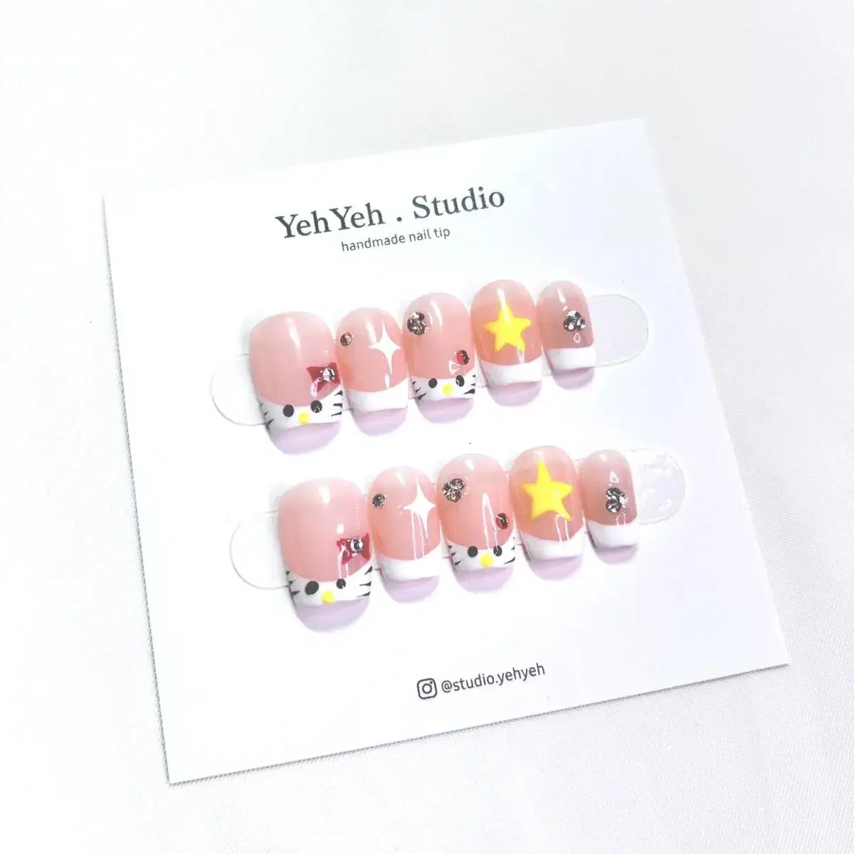 Sale)  Hello Kitty Simple Handmade Nail Tips