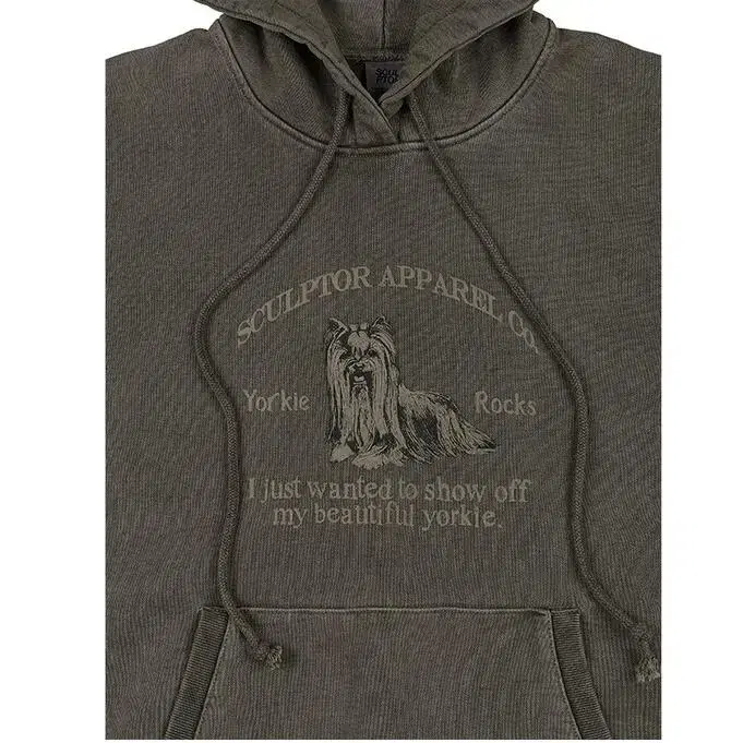 스컬프터 후드티 yorkie garment dyeing hoodie