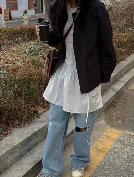 택포) 데일리쥬 셔링 미니 원피스 화이트