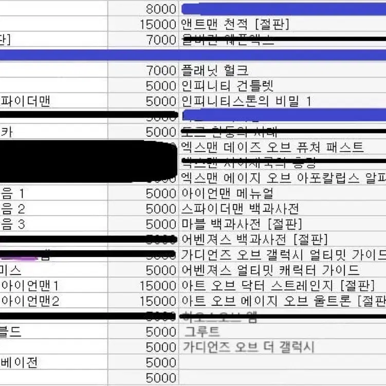 마블 코믹스 33권 일괄구매시 할인! 낱개도가능  택포 23만