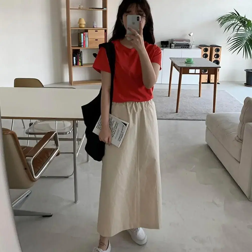 어리틀빗 H long cotton skirt