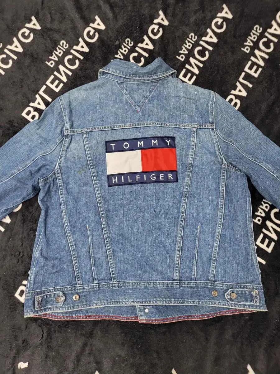 Women)TommyHilfiger biglogo denim jacket