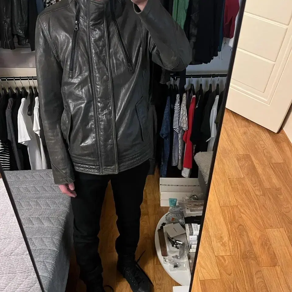 tngt zip leather jacket