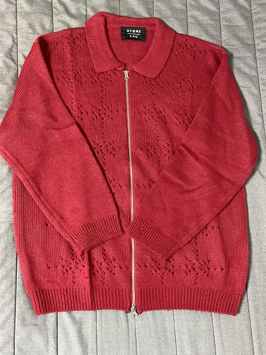 Exstones - Punching Knit Cardigan (Red) [L]