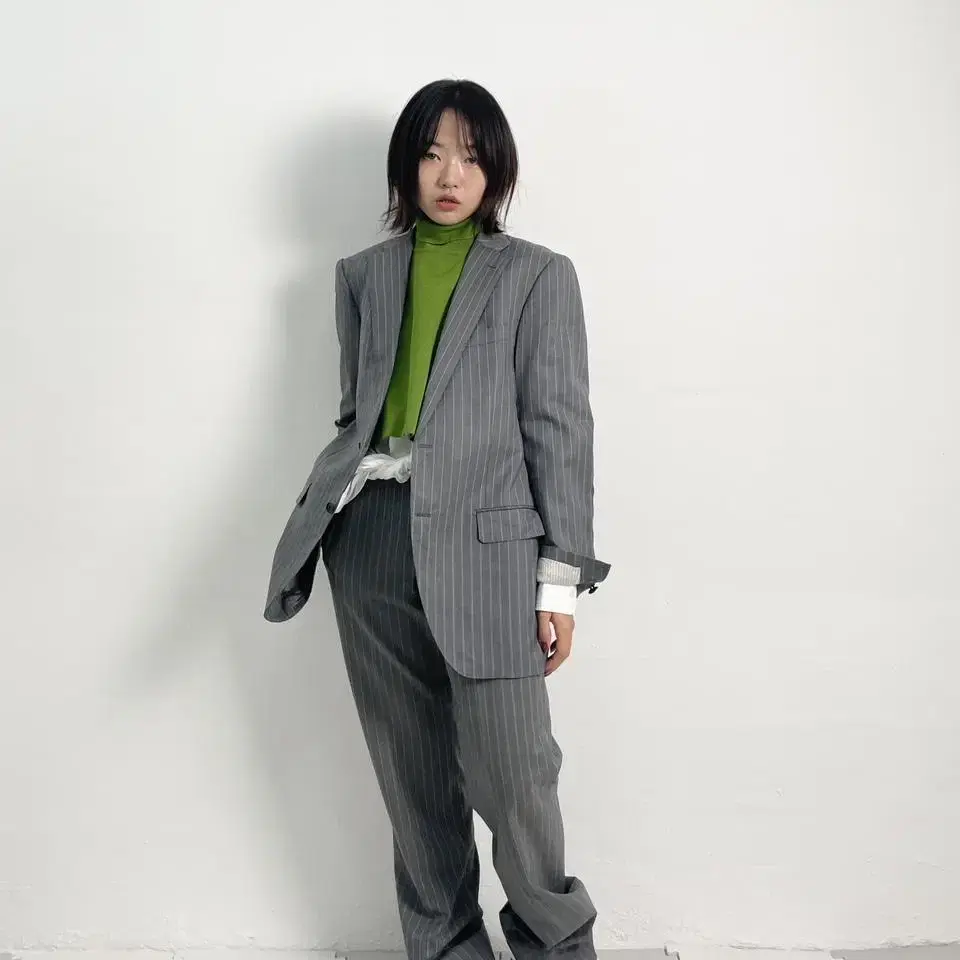 vintage stripe pattern grey suit