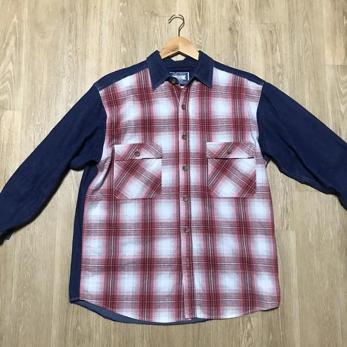 Japanese Check and Denim Mixed Overfit Shirt